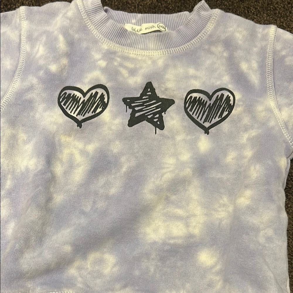 Little MishPurple Tie-Dye Set with black star/heart design - Picture 5 of 5